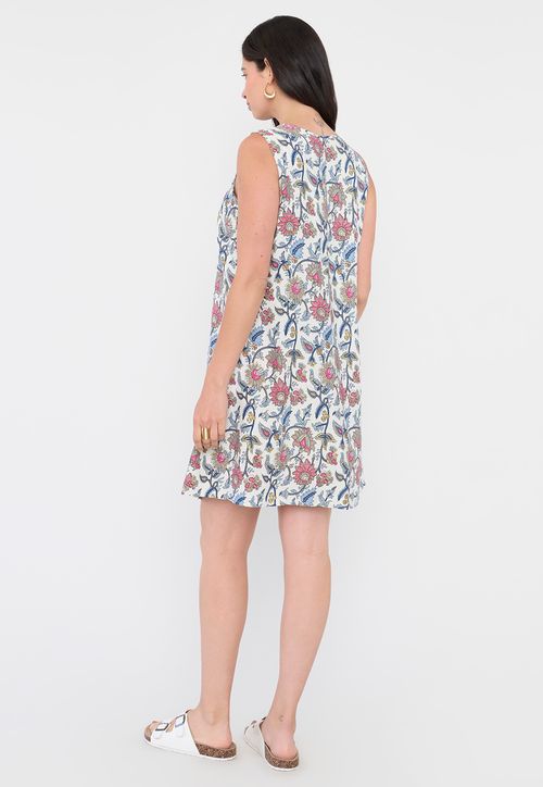 Vestido Mujer Corto Amarras Ecru