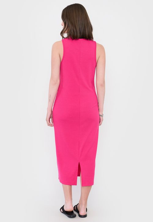 Vestido Mujer Largo Rib Fucsia