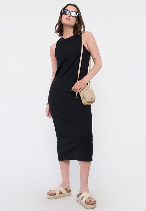 Vestido Mujer Largo Rib Negro