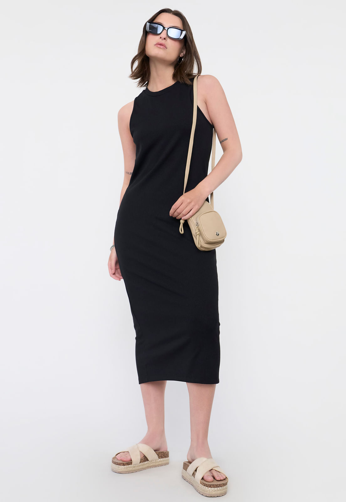 Vestido Mujer Largo Rib Negro
