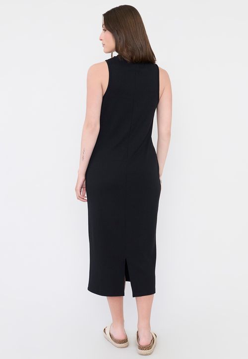 Vestido Mujer Largo Rib Negro