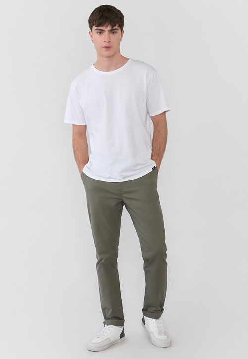 Pantalón Hombre Chino Color Verde Musgo