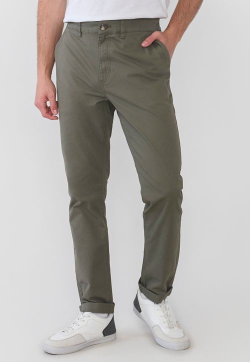 Pantalón Hombre Chino Color Verde Musgo