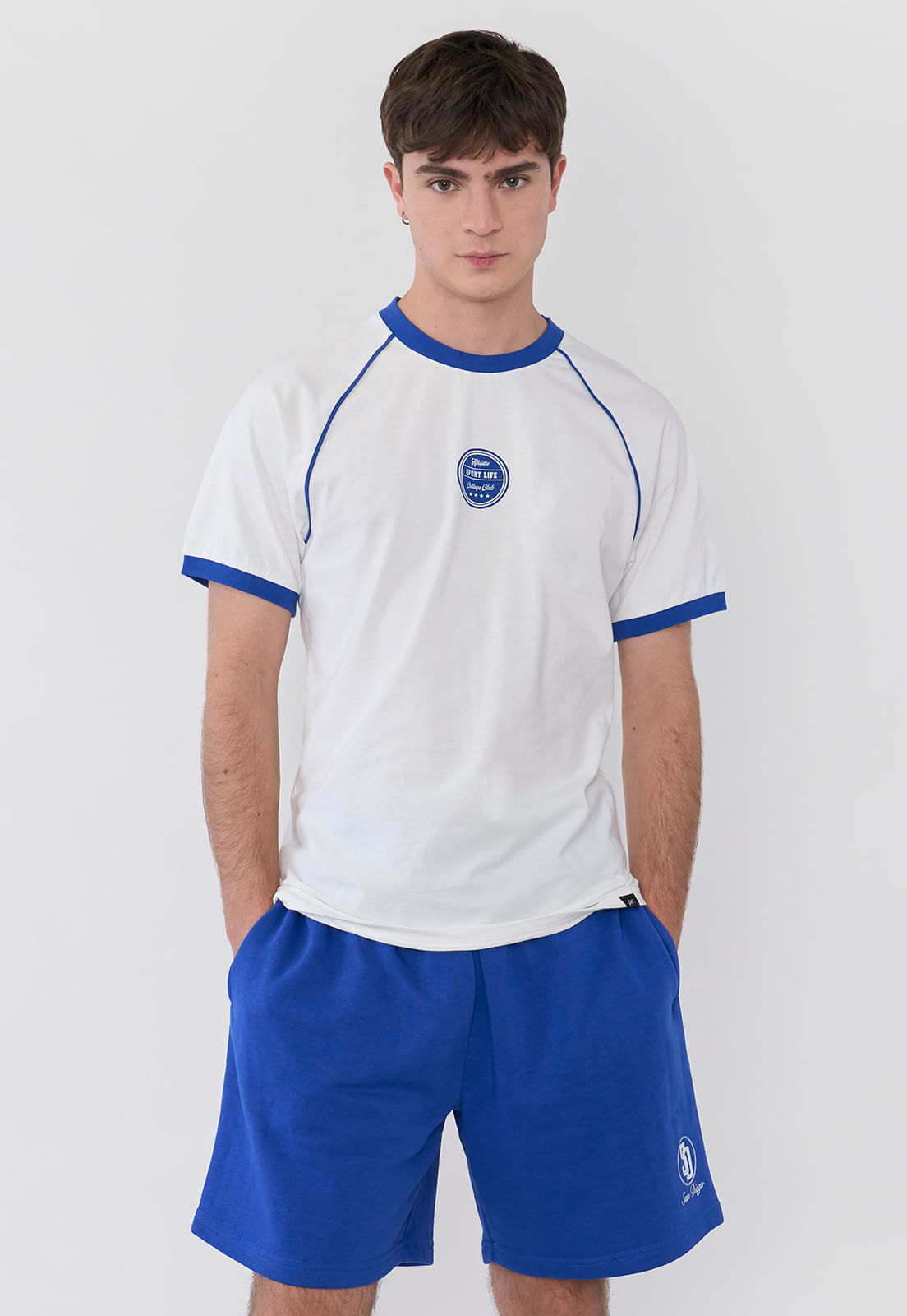 Polera Hombre Raglan College Blanco