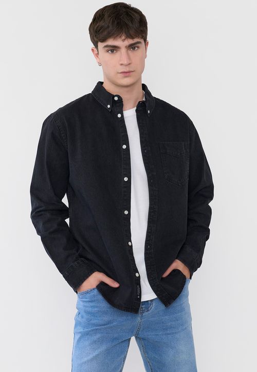 Sobrecamisa Hombre Bolsillo Negro