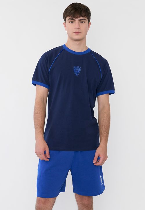 Polera Hombre Raglan College Azul