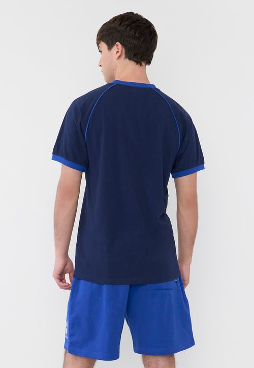 Polera Hombre Raglan College Azul