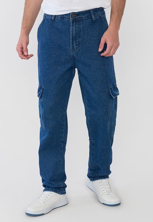 Jeans Hombre Cargo Azul Oscuro