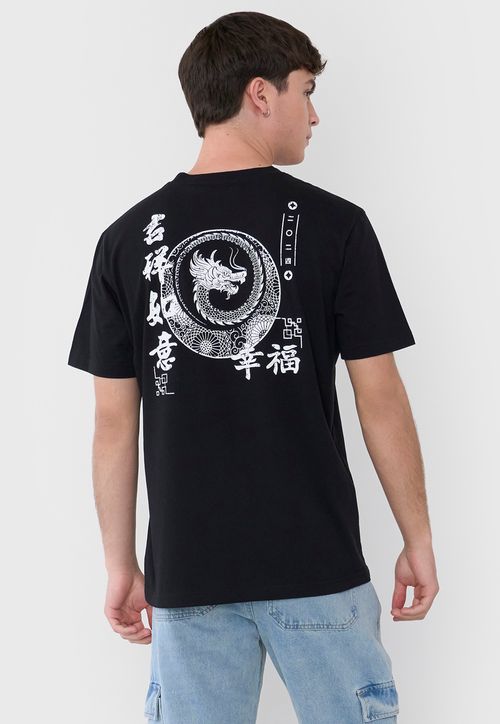 Polera Hombre Asiática Fun Color Negro