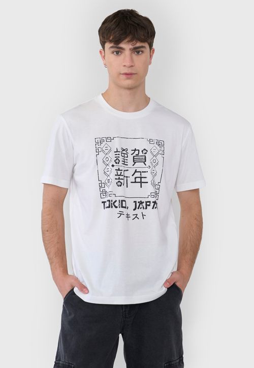 Polera Hombre Asiática Fun Blanco