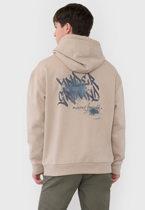 Polerón Hombre Hood Print Grafitti Beige