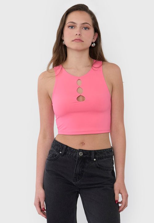 Peto Mujer Cut Out Frontal Sin Mangas Fucsia