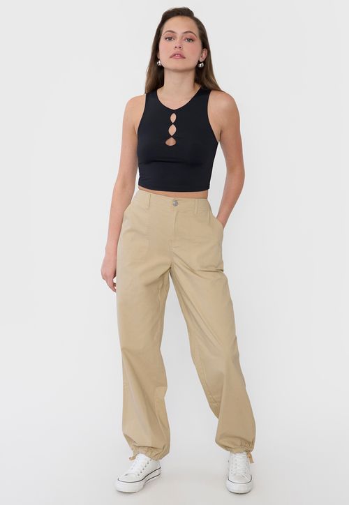 Pantalón Mujer Ajustable Beige