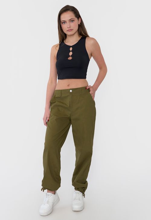 Pantalón Mujer Ajustable Verde Oliva