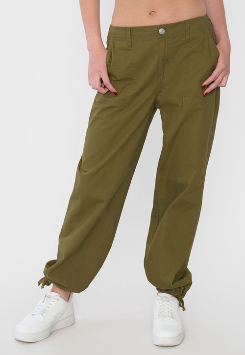 Pantalón Mujer Ajustable Verde Oliva