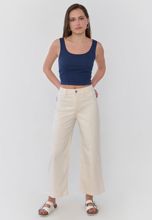 Jeans Muje Culotte Fit 5 Bolsillos Ecru