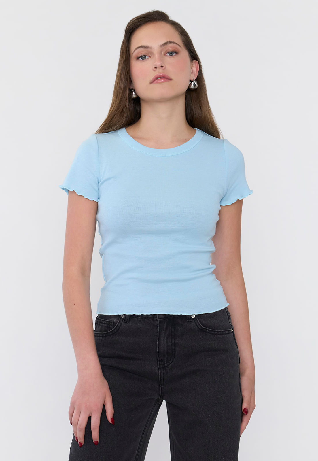 Polera Mujer Roulet Manga Corta Celeste