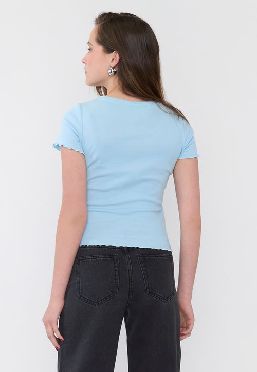 Polera Mujer Roulet Manga Corta Celeste