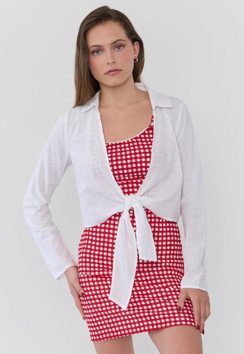 Busa Mujer Camisera Amarras Blanco