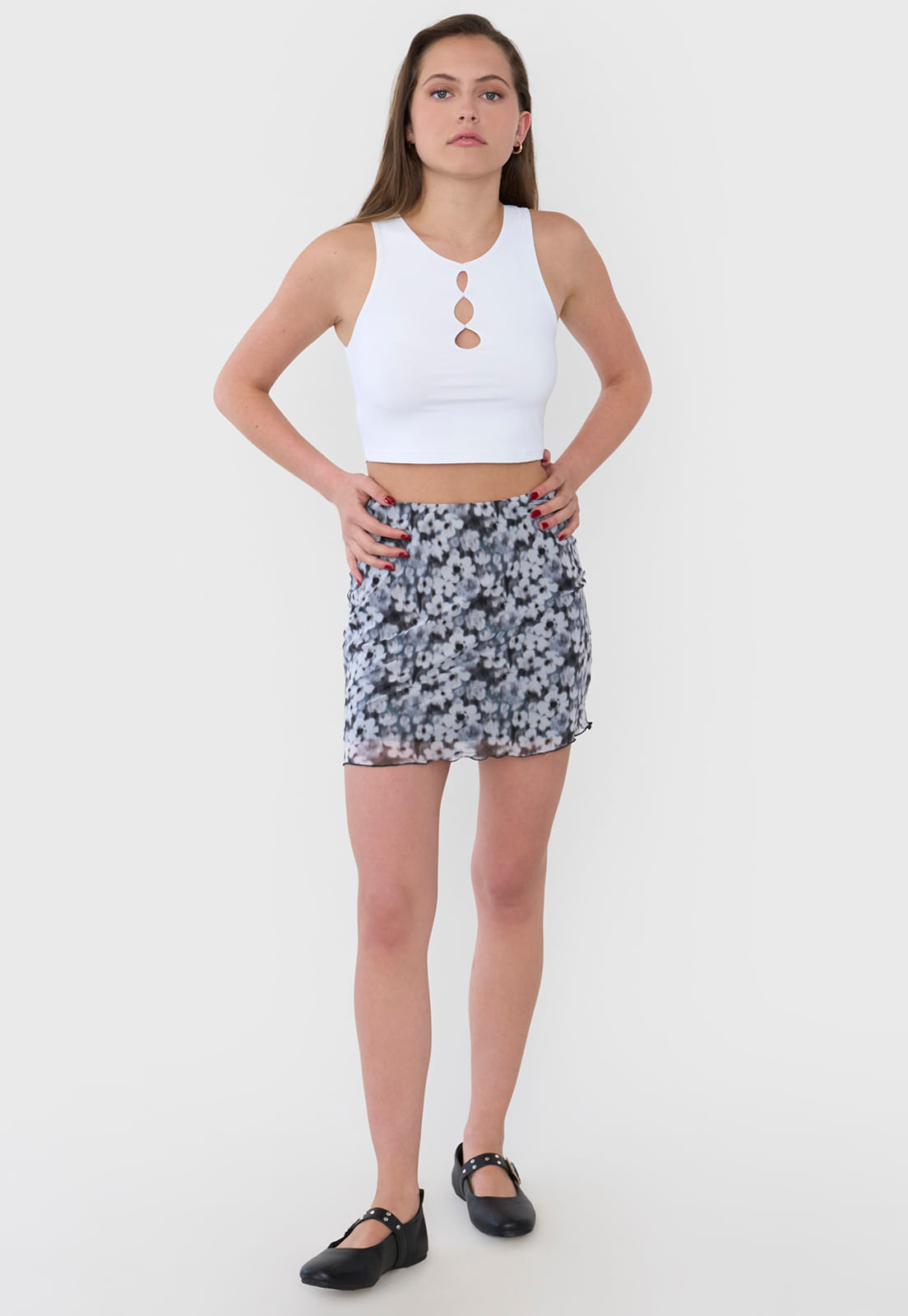 Falda Mujer Corta Malla Gris