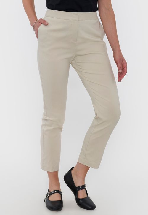 Pantalón Mujer Beige Liso