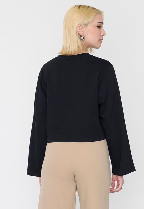 Polerón Mujer Crop Manga Ancha Blanco