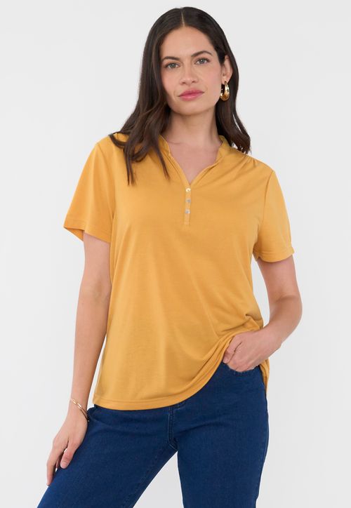Polera Mujer Cuello Mao Mostaza