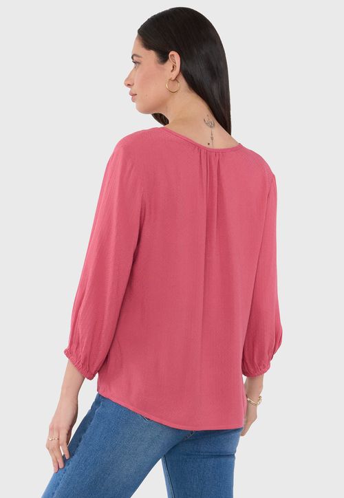 Blusa Mujer Botones Macramé Rosado