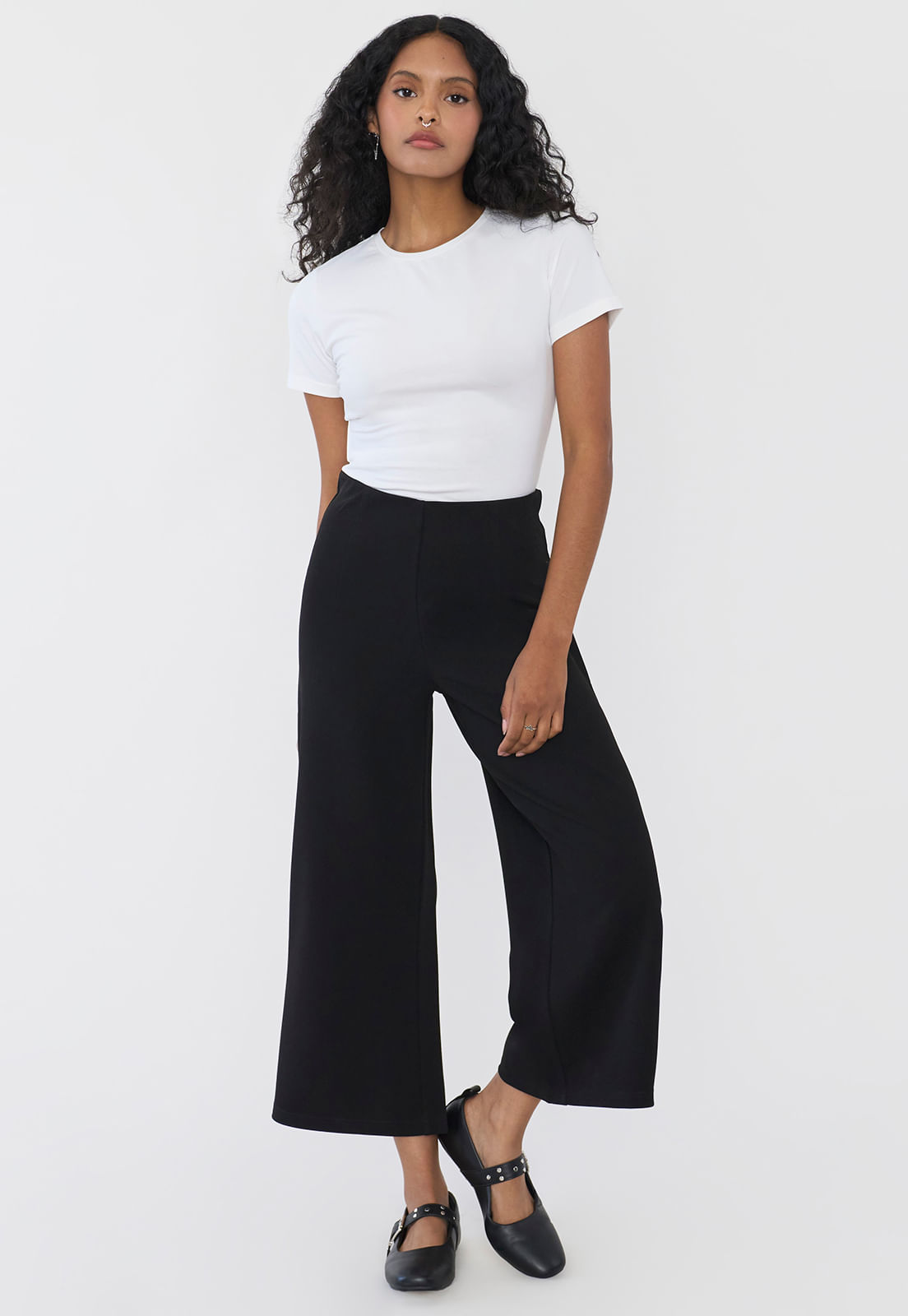 Pantalón Mujer Culotte Liso Negro