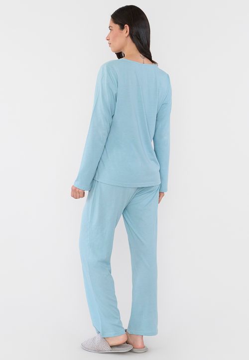 Pijama Mujer Largo Encaje Verde Agua