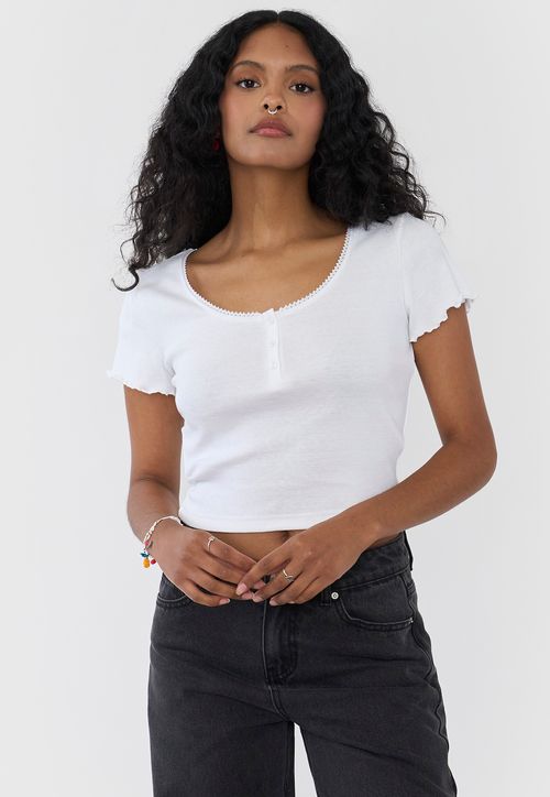 Polera Mujer Botones Blanco