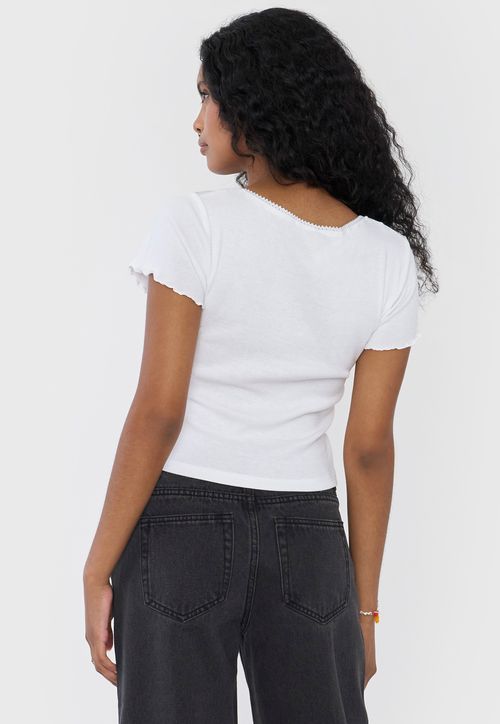 Polera Mujer Botones Blanco