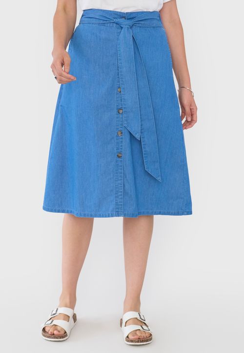 Falda Mujer Larga Botones Azul Medio