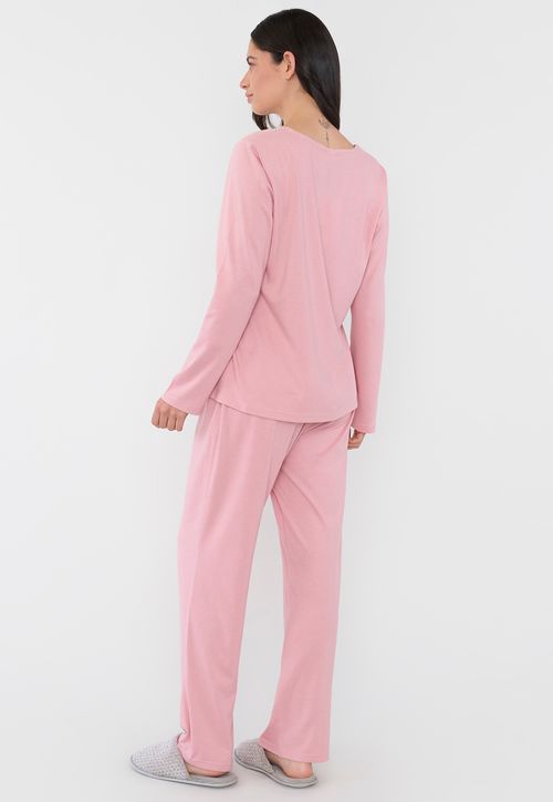 Pijama Mujer Largo Encaje Palo Rosa