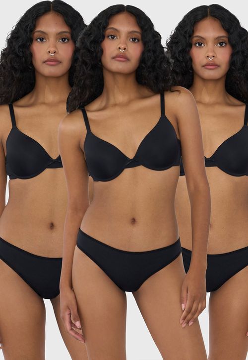 Calzón Mujer Tripack Cotton Mix Negro