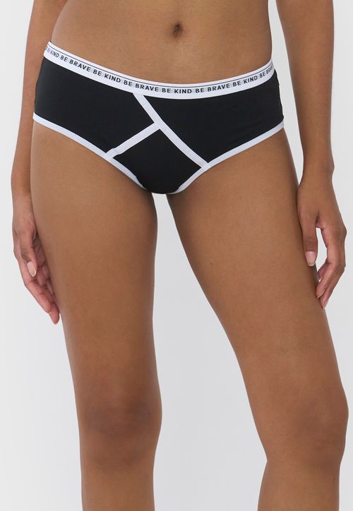 Boyshort Mujer Cotton Negro/Blanco