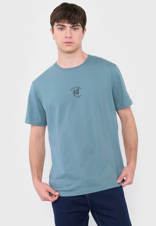 Polera Hombre Texto Corte Turquesa