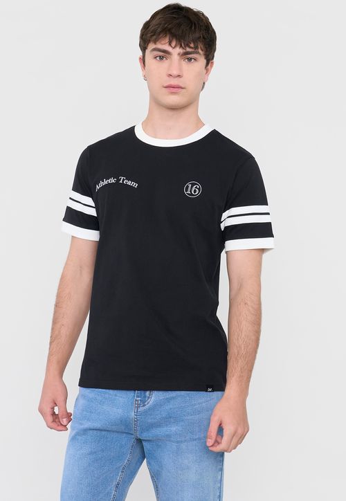 Polera Hombre Slim College Negro