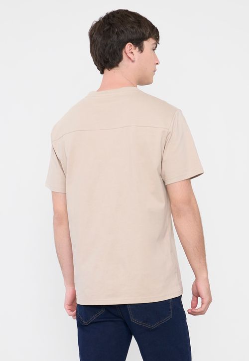 Polera Hombre Texto Corte Ecru