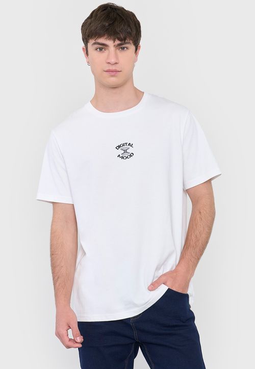 Polera Hombre Texto Corte Blanco
