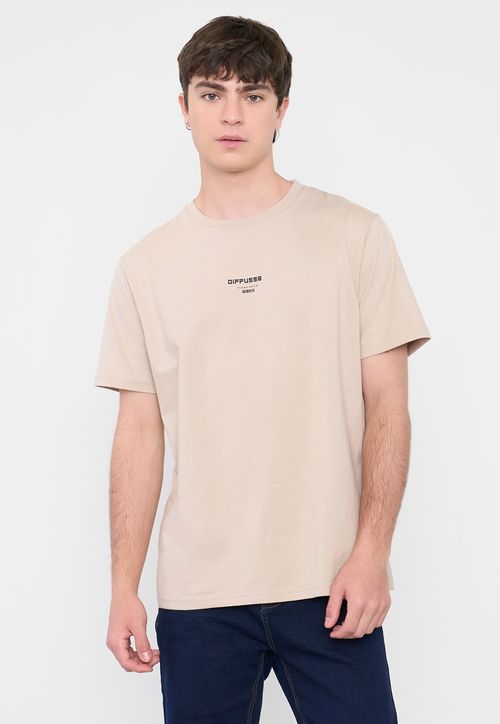 Polera Hombre Texto Corte Ecru
