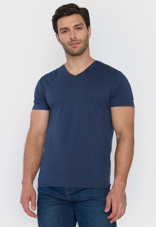 Polera Hombre V-Neck Azul
