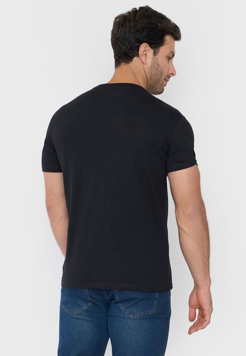 Polera Hombre Henley Slub Negro