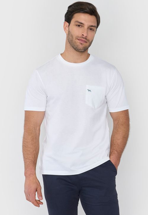 Polera Hombre Cneck Bolsillo Color Blanco