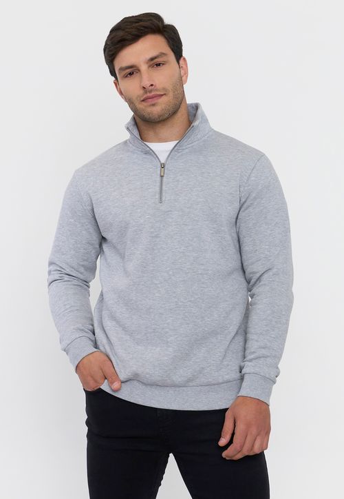 Polerón Hombre Half Zipper Gris