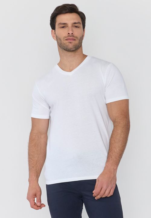 Polera Hombre V-Neck Color Blanco