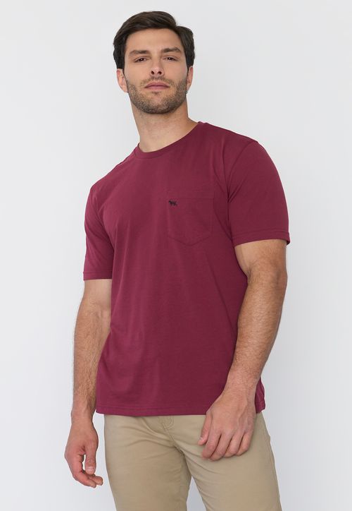 Polera Hombre Cneck Bolsillo Burdeo