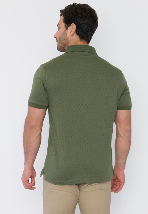 Polera Hombre Polo Jersey Miniprint Musgo