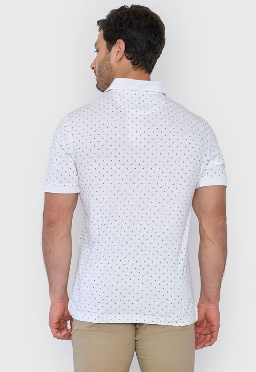 Polera Hombre Polo Jersey Miniprint Blanco
