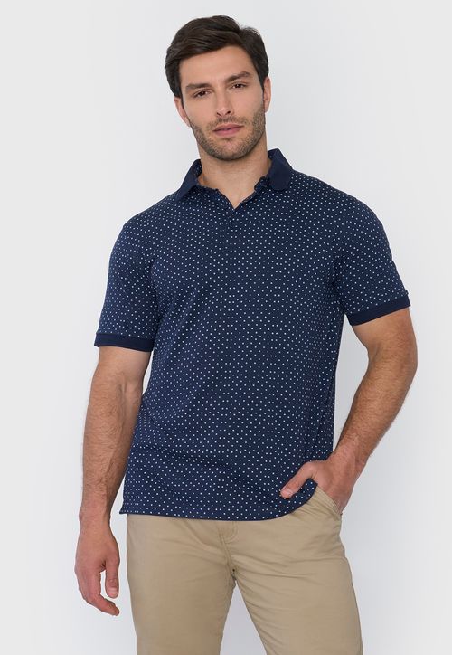 Polera Hombre Polo Jersey Miniprint Navy